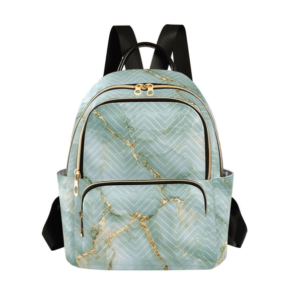 ALAZA Green Golden Marble Womens Travel Laptop Backpack Large Daypack Ladies Shoulder Bags S