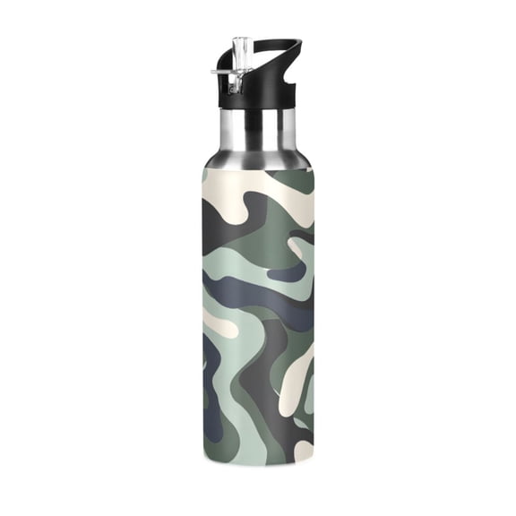 ALAZA Green Graffiti Water Bottle Insulated Flask Stainless Steel Straw Lid 20 oz