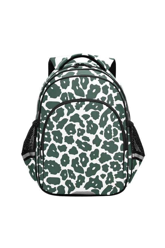 Green Leopard Pattern School Backpack Elementary Bag Bookbag Travel Rucksack