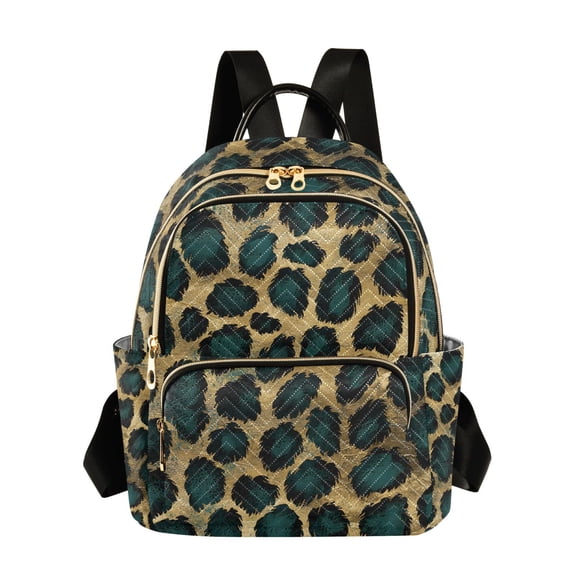 ALAZA Green Leopard Pattern Womens Travel Laptop Backpack Large Daypack Ladies Shoulder Bags S