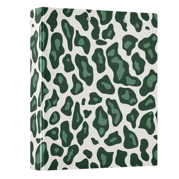 ALAZA Green Leopard Print 3 Ring Binder 1.5 Inch Three Ring Office Binders w/ clipboard & 3 pockets, Hold 200 Sheets, 1 pc
