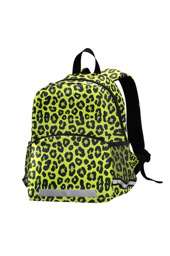 Green Leopard School Backpack Elementary Student Bookbag