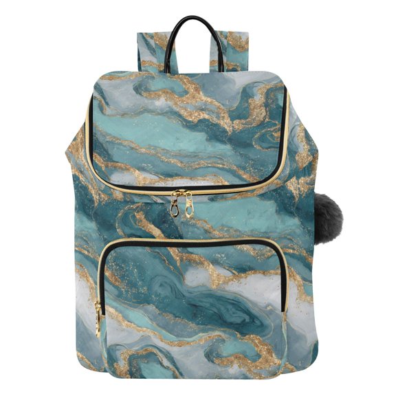 ALAZA Green Marble Golden Travel Backpack Laptop Bag Large Capacity Daypack
