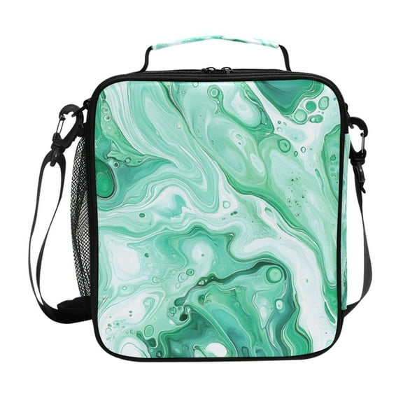 ALAZA Green Marble Liquid Lunch Box Insulated Lunch Bag Reusable Thermal Cooler Tote School Picnic