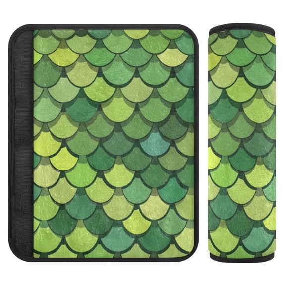 ALAZA Green Scales Car Seat Belt Adjuster Neck Covers Shoulder Cushions Pads M