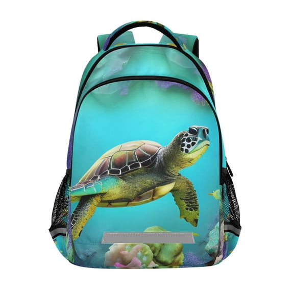 ALAZA Green Sea Turtle in Ocean Backpack Elementary School Bag Bookbag Travel Rucksack