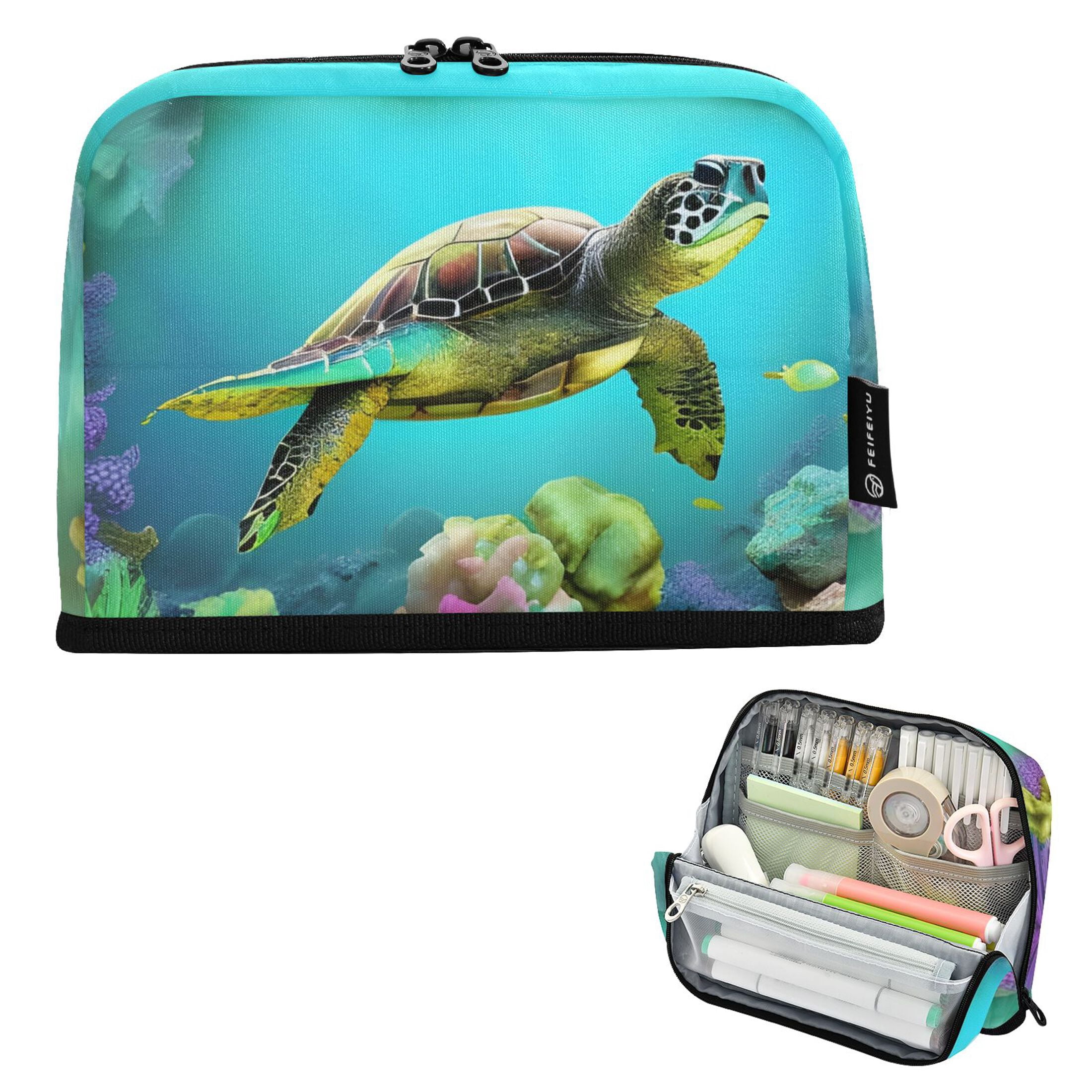 ALAZA Green Sea Turtle in Ocean Pencil Case Pen Pouch Bag Large ...
