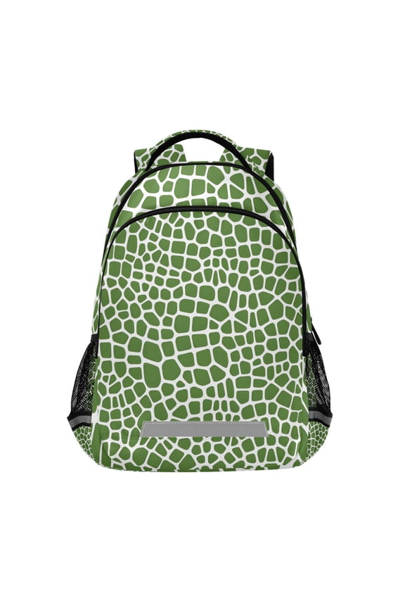 Green Snake Skin Backpack Elementary School Bag Bookbag Travel Rucksack
