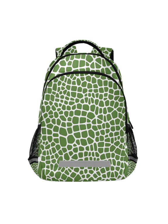 Green Snake Skin Backpack Elementary School Bag Bookbag Travel Rucksack