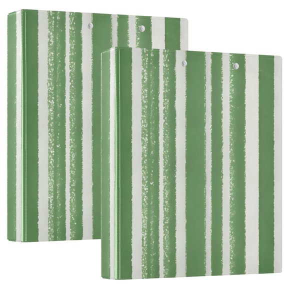 ALAZA Green Stripes Hardcover 3 Ring Binder 1.5" Round Rings Interior Pockets Binders Organizer 2 Pack