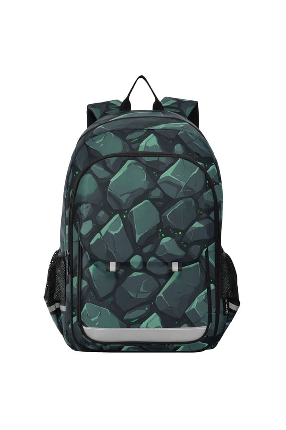 Green Texture Stone Laptop Backpack Purse Travel Bag Casual School Bookbag Rucksack for Women Men