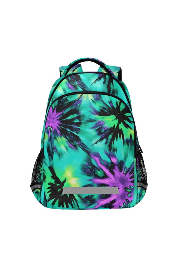 Green Tie Dye Backpack Elementary School Bag Bookbag Travel Rucksack