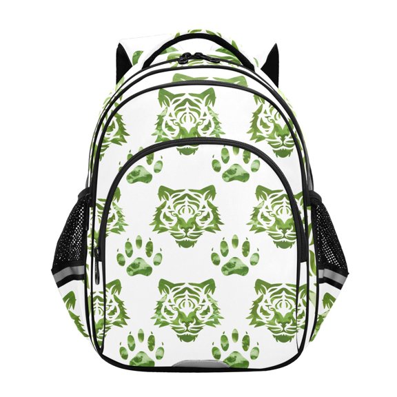 ALAZA Green Tiger and Paws School Backpack Elementary Bag Bookbag Travel Rucksack