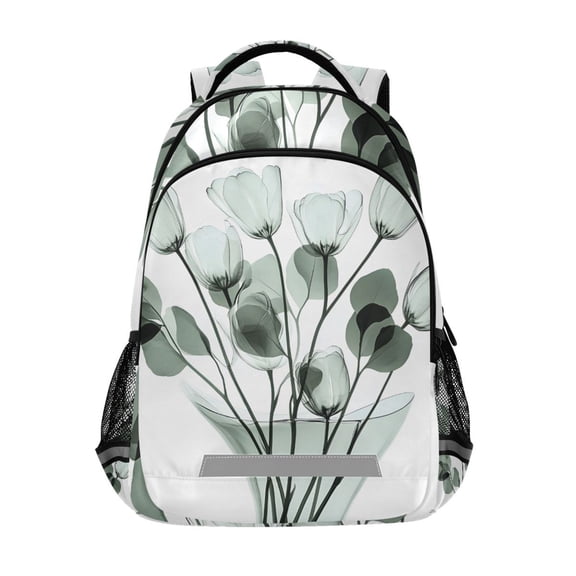 ALAZA Green Tulips Flowers Backpack Elementary School Bag Bookbag Travel Rucksack