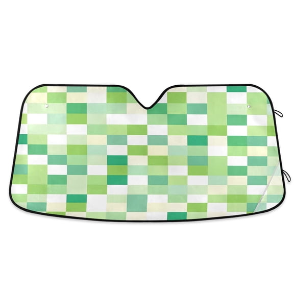 ALAZA Green and White Geometric Lattice Windshield Sun Shade Car Foldable Visor Block UV Rays Protector 57"x31.5"