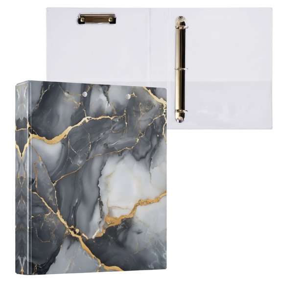 ALAZA Grey Marble Hardcover 3 Ring Binder 1.5" D-Rings with Interior Pockets Binders School 1 PC