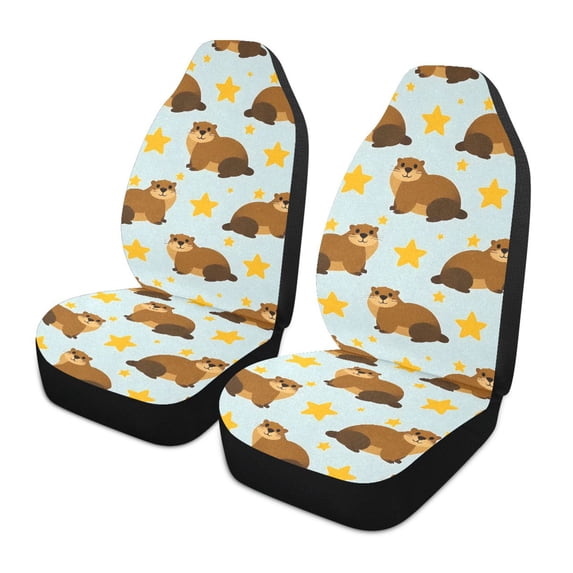 ALAZA Groundhog Dog Stars Car Seat Covers 2 PCs Universal Auto Front Seats Interior Protector