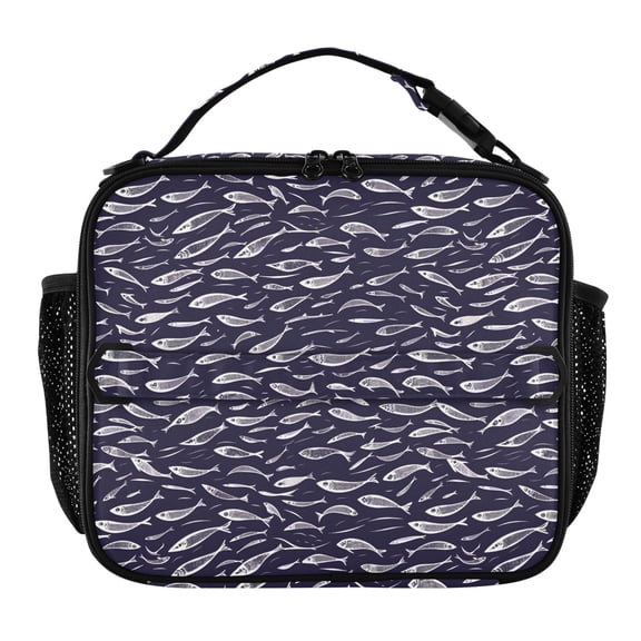 ALAZA Group Of Fish Lunch Box Insulated Lunch Bag Cooler Tote with Shoulder Strap