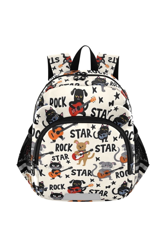 Guitar Cute Cat Mini Backpack School Bookbag Age 3-7 Medium
