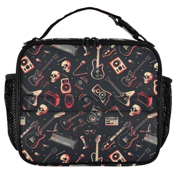 ALAZA Guitar Skull Player Insulated Lunch Box Lunch Bag Cooler Tote with Shoulder Strap