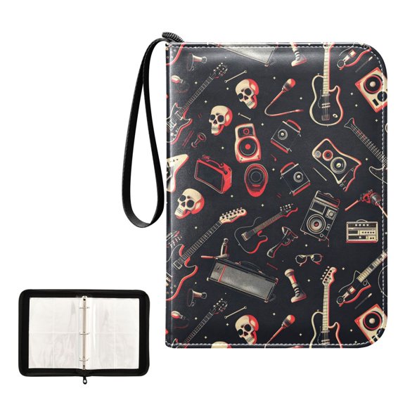 ALAZA Guitar Skull Player Trading Card Binder 4 Pocket Cards Collection Album 400 Folder Holder