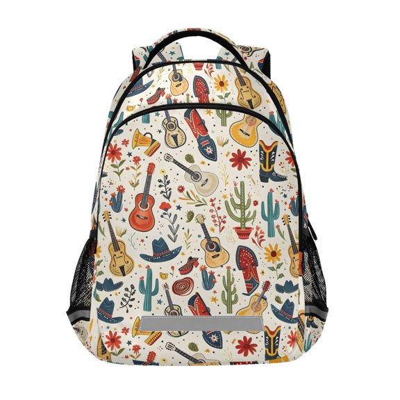 ALAZA Guitar and Boot Backpack Elementary School Bag Bookbag Travel Rucksack
