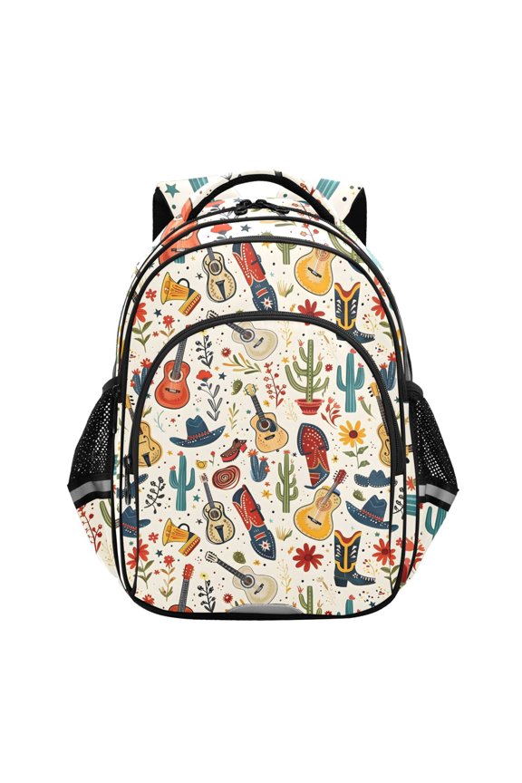 Guitar and Boot School Backpack Elementary Bag Bookbag Travel Rucksack