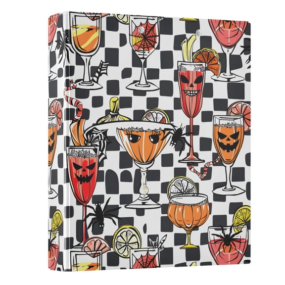 ALAZA Halloween Juice Checkered 3 Ring Binder 1.5 Inch Three Ring Office Binders w/ clipboard & 3 pockets, Hold 200 Sheets, 1 pc