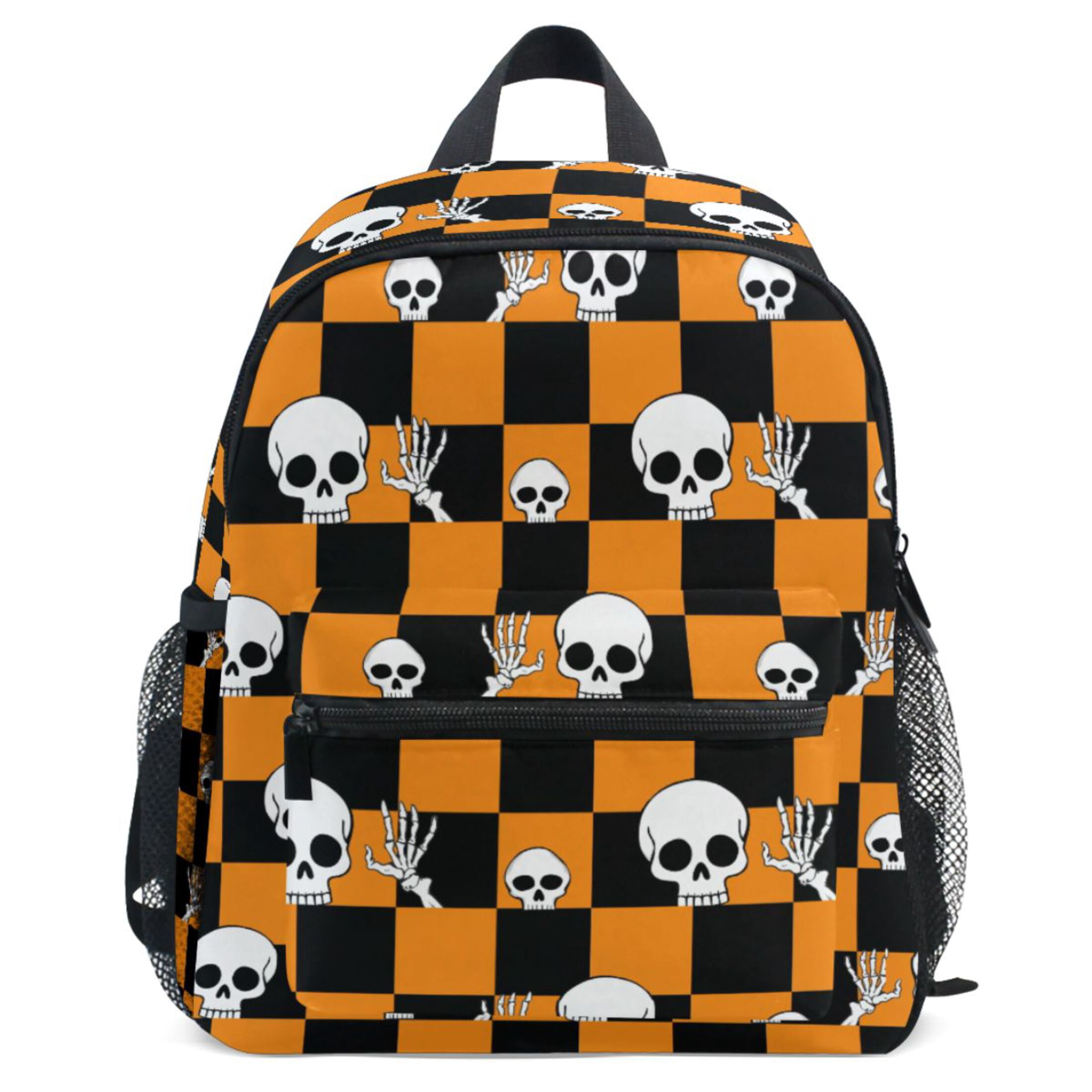 ALAZA Halloween Skull Checkered Pattern School Backpack Student Bookbag ...