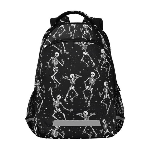 ALAZA Halloween Skull Dancing Backpack Elementary School Bag Bookbag Travel Rucksack