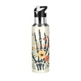 thumbnail image 1 of ALAZA Halloween Skull Flowers Water Bottle Insulated Flask Stainless Steel Straw Lid 20 oz, 1 of 6