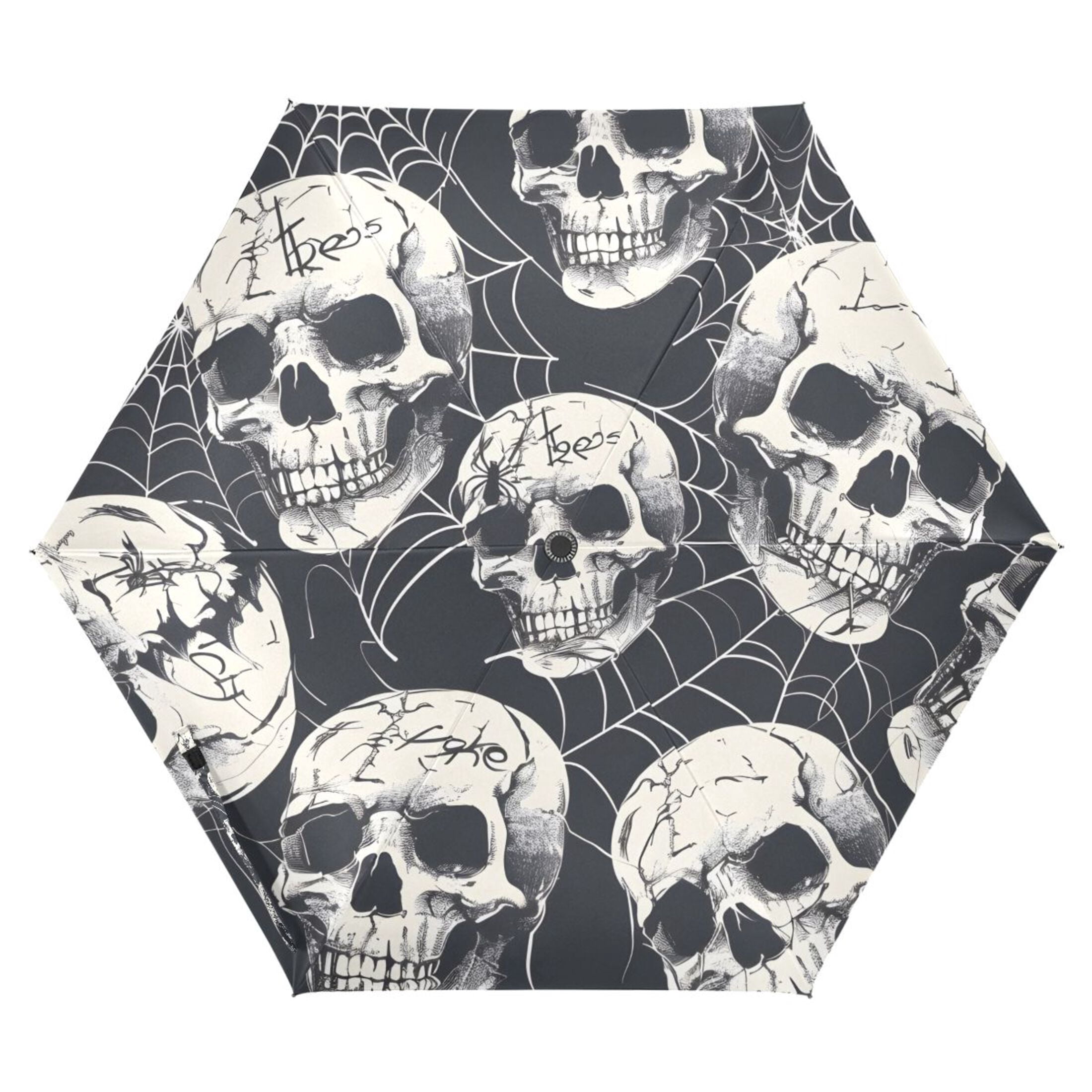 ALAZA Halloween Skulls UPF 50+ Compact Folding Umbrella for Rain Travel Umbrella Packable