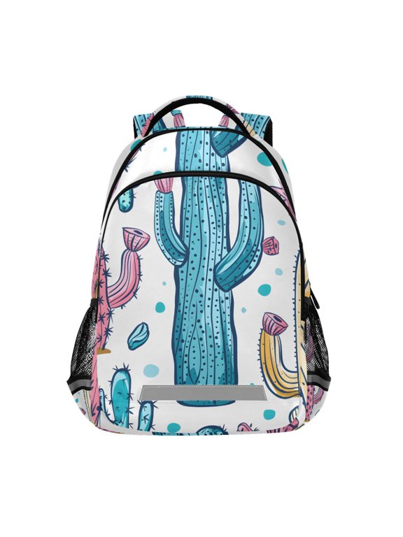 Hand Drawn Cactus Backpack Elementary School Bag Bookbag Travel Rucksack