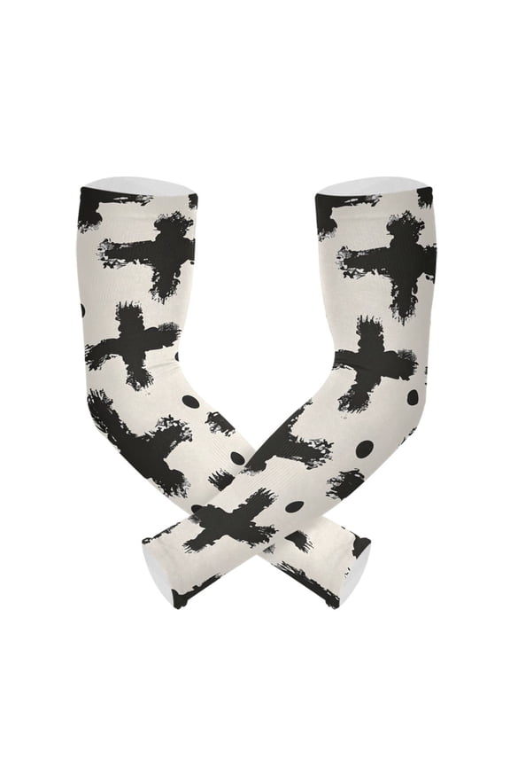Hand Drawn Cross Strokes UV Sun Protection Arm Sleeves UPF 50+ Compression Cooling Sleeve 1 Pair