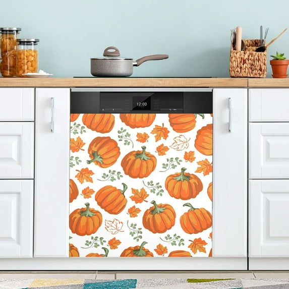ALAZA Thanksgiving Fall Leaves Dishwasher Magnetic Cover Pumpkins Kitchen Sticker Magnet