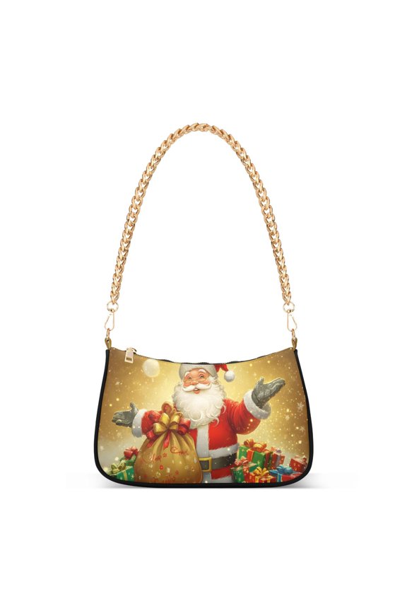 Happy Santa Claus Gifts Women's Chain Shoulder Bag Hobo Handbag Tote Crossbody Purse