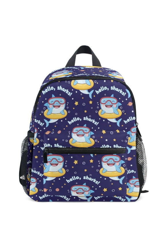 Happy Sharks Pattern School Backpack Student Bookbag Mini Bag