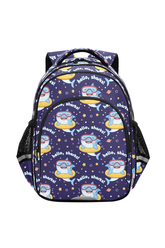 Happy Sharks School Backpack Elementary Bag Student Bookbag Travel Rucksack