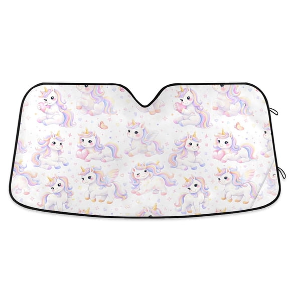 ALAZA Happy Unicorns Magical Pattern Car Windshield Sun Shade Foldable UV Ray Sunshade Visor Protector 55 x 27.6in