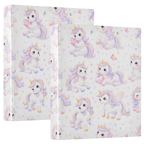 ALAZA Happy Unicorns Magical Hardcover 3 Ring Binder 1.5" D-Rings with Interior Pockets Binders School 2 PCs