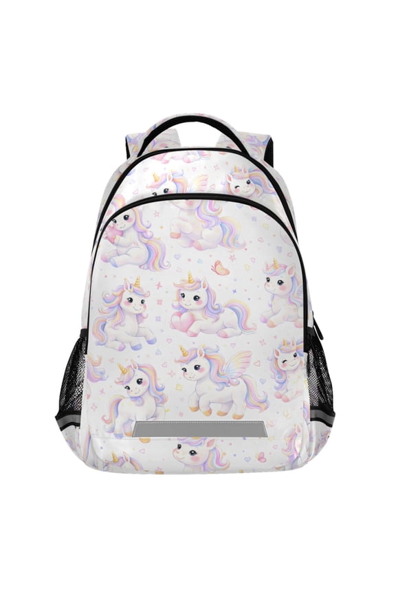 Happy Unicorns Magical Pattern Backpack Elementary School Bags Student Bookbag Travel Rucksack