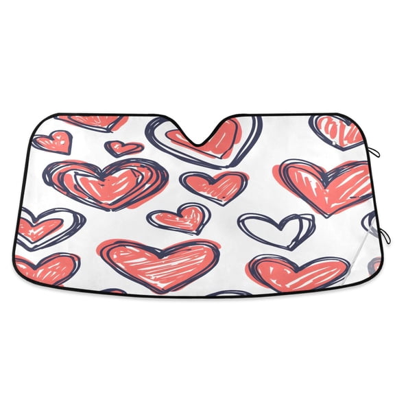 ALAZA Heart Paint Windshield Sun Shade Car Foldable Visor Block UV Rays Protector 55"x27.6"