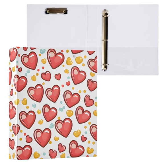 ALAZA Heart Pattern Hardcover 3 Ring Binder 1.5" Round Rings Interior Pockets Binders Organizer 1 Pack