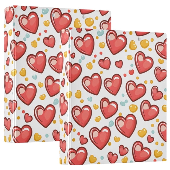 ALAZA Heart Pattern Hardcover 3 Ring Binder 1.5" Round Rings Interior Pockets Binders Organizer 2 Pack