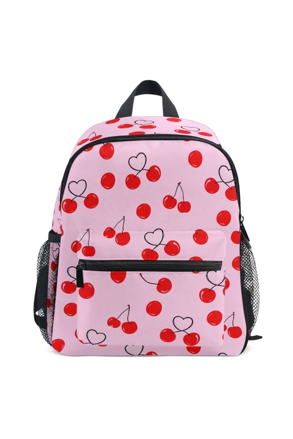 Heart Shape Cherry Pattern School Backpack Student Bookbag Mini Bag