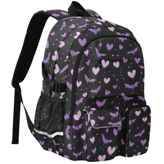 ALAZA Hearts Bats Print Student Backpack School Bookbag Large Laptop Daypack Travel Bag