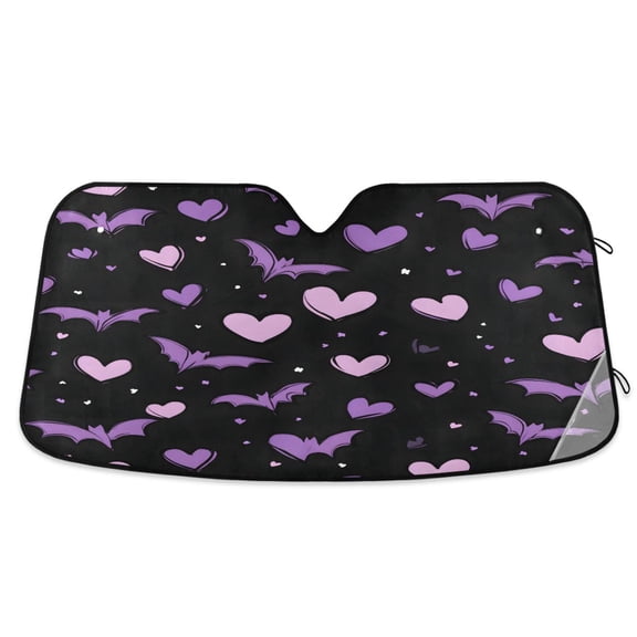 ALAZA Hearts Bats Windshield Sun Shade Car Foldable Sun Visor Block UV Rays Protector 55"x27.6"