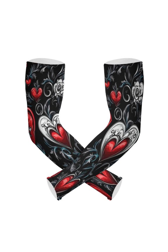 Hearts Roses Flower UV Sun Protection Arm Sleeves UPF 50+ Compression Cooling Sleeve 1 Pair