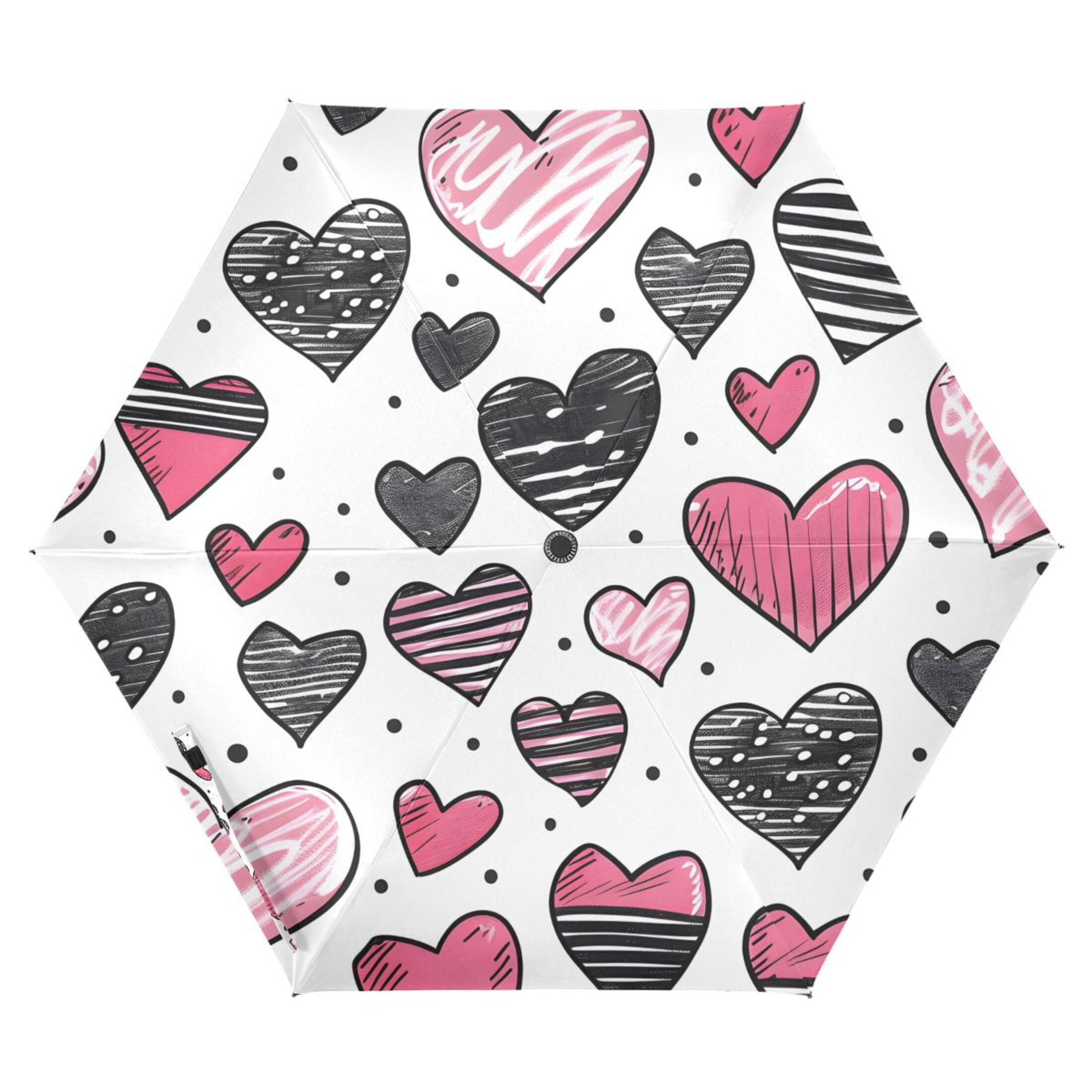 ALAZA Hearts UPF 50+ Compact Folding Umbrella for Rain Travel Umbrella Packable