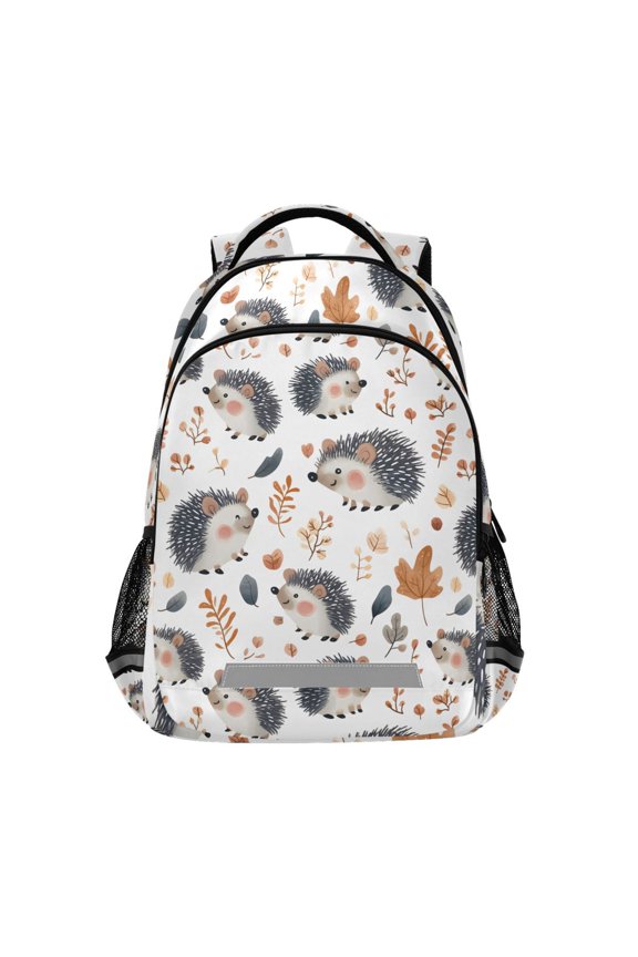 Hedgehog Autumn Leave Backpack Elementary School Bag Bookbag Travel Rucksack